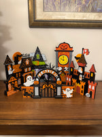 Hyde & Eek Mini Mantle Village Wooden Halloween Decor Set
