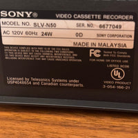 Sony Hi-Fi Stereo Video Cassette Recorder SLV-N50 Tested-Works-No Remote