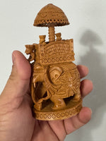 Hand-carved Wood Howdah Elephant-Indian Figure
