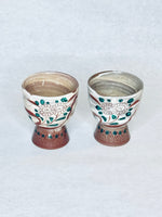 Handmade-Glazed Egg Cups Footed
