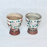 Handmade-Glazed Egg Cups Footed