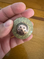 Vintage Brass-Copper Cloisonne Salt-Pepper Shakers Set
