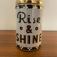 Anthropologie Rise and Shine Kitchen Canister Storage Container Bistro Art Deco Revival Tile Design Retired