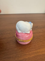 Porcelain Trinket Box Sleeping Cat Kitten
