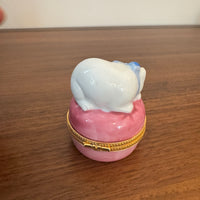 Porcelain Trinket Box Sleeping Cat Kitten