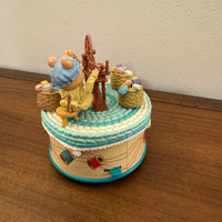 Vintage Enesco Mouse Animated Music Box Tuned Spinning Wheel