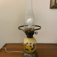 Vintage Accurate Casting Hand Painted Floral Hurricane Lamp
