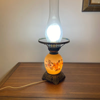 Vintage Accurate Casting Hand Painted Floral Hurricane Lamp
