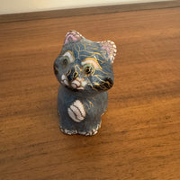 Vintage Enameled Brass Chinese Cloisonne Cat Figure