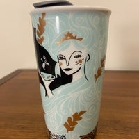 Starbucks 12 oz Porcelain Tumbler Mug with Lid Mermaid Design