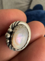 Sterling Silver Earrings Navajo Mother Pearl Oval Stud
