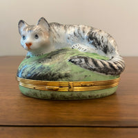 Limoges Piotet Chamart Porcelain Trinket Box Cat