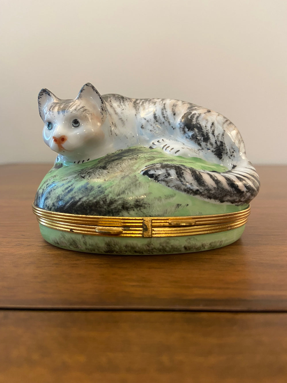 Limoges Piotet Chamart Porcelain Trinket Box Cat