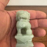 Vintage Hand Carved Green Jade Jadeite Foo Lion Foo Dog Figure