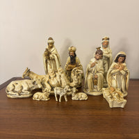 Vintage Nativity Set Japan Papier Mache with Handmade Manger