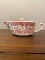 Vintage Ceramic Willow Pink Rose Transferware Teapot
