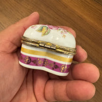 Vintage Small Porcelain Heart Shaped Jewelry Trinket Box