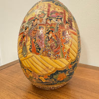 Vintage Porcelain Egg Hand-painted Gilded Geisha Women China
