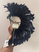 Vintage Clay Art Musical Mask Peacock Feathers Art Deco Style Wall Decor
