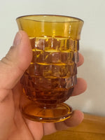 Vintage Small Amber Indiana Glass Whitehall Footed Tumblers Set of 4 Glasses 4oz
