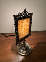 Landscape River-Trees Porcelain Lithophane on Metal Light Stand Light Night Lamp
