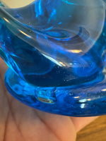 Vintage Art Blue Glass Bluebird Two Birds on Heart
