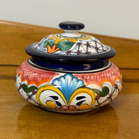 Mexican Hand-painted Ceramic Sugar Bowl
