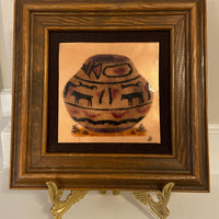 Vintage Framed Enamel-Copper Native American Design Artistry Palm Desert