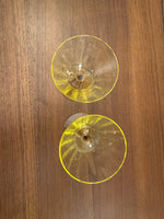 Vintage Amber-tone Stemmed Uranium Glass Goblet Set of 2
