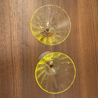 Vintage Amber-tone Stemmed Uranium Glass Goblet Set of 2