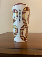 Starbucks 12 oz Retro Red & Gold Concentric Circles Ceramic Mug
