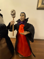 Vintage Holiday Decor Halloween Dracula and Witch Figurines
