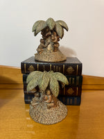 Bookends Set Monkey on Palm Tree
