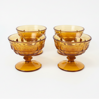 Vintage Amber Glass Whitehall Footed Dessert Cups Set of 4
