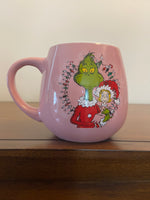 Dr. Seuss 2023 The Grinch &amp; Cindy Lou Who Pink Ceramic Christmas Mug
