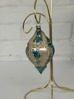 Vintage West Germany Victorian Lady Rose Gold Blown Glass Christmas Ornament
