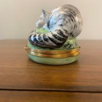 Limoges Piotet Chamart Porcelain Trinket Box Cat