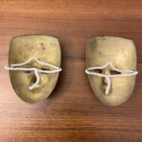 Vintage Painted Brass Tragedy Comedy Masks Set of 2