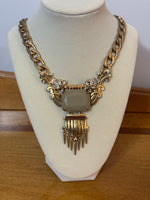 Vintage J Crew Gold-tone Rhinestone Dangle Pendant Necklace
