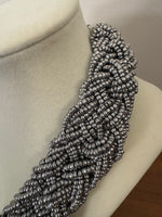Silver-tone Braided Glass Beaded Necklace
