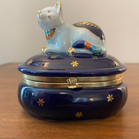 Vintage Takahashi Japanese Porcelain Trinket Box Cat