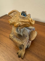 Vintage Shade Tree Creations Tail Chaser Resin Dragon Golden and Purple
