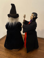 Vintage Holiday Decor Halloween Dracula and Witch Figurines
