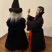 Vintage Holiday Decor Halloween Dracula and Witch Figurines