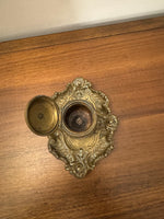 Antique Ornated Solid Brass Inkwell
