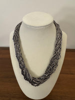 Silver-tone Multi Strands Beaded Necklace
