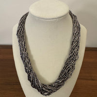Silver-tone Multi Strands Beaded Necklace