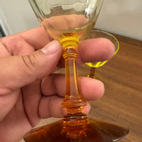 Vintage Amber-tone Stemmed Uranium Glass Goblet Set of 2