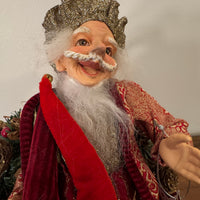 Santa Playing-Dancing The Hula Hoop Wreath with an Elf Holiday Figure Decor