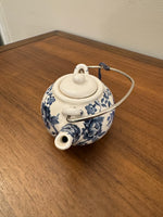 Teapot Ceramic Christmas Holiday Ornament Blue Chinoiserie Style
